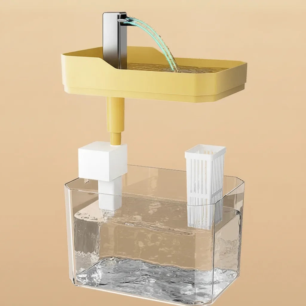 Kattevandfontæne med vandhanedesign og 2,5 W pumpe