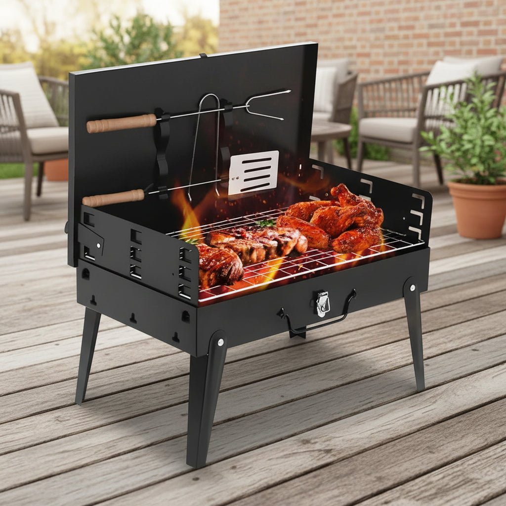 Sammenklappelig havegrill i pulverlakeret stål