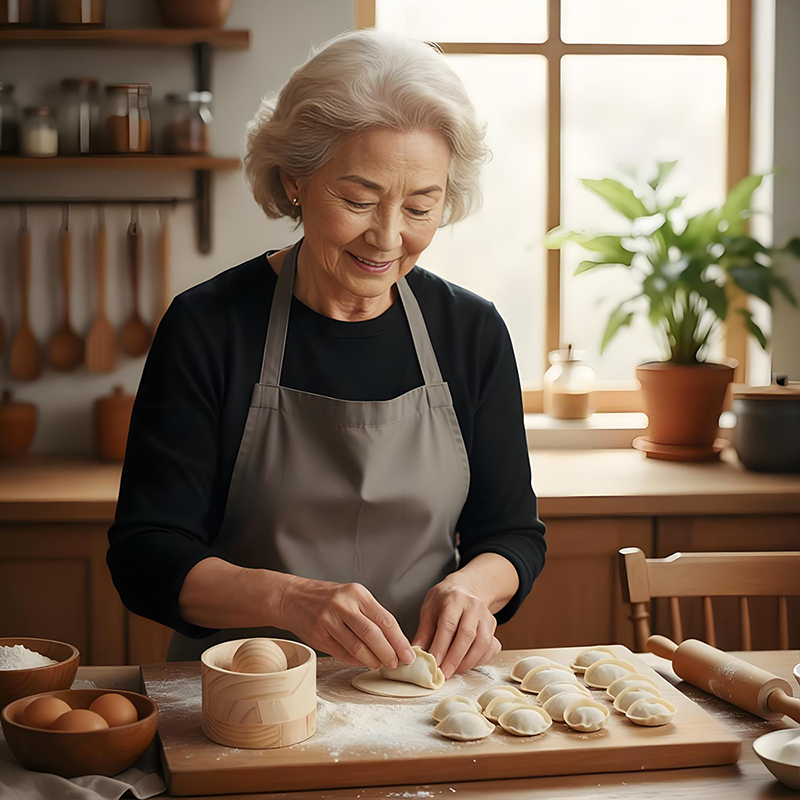 Dejpresser i træ til dumplings med slip-let-overflade