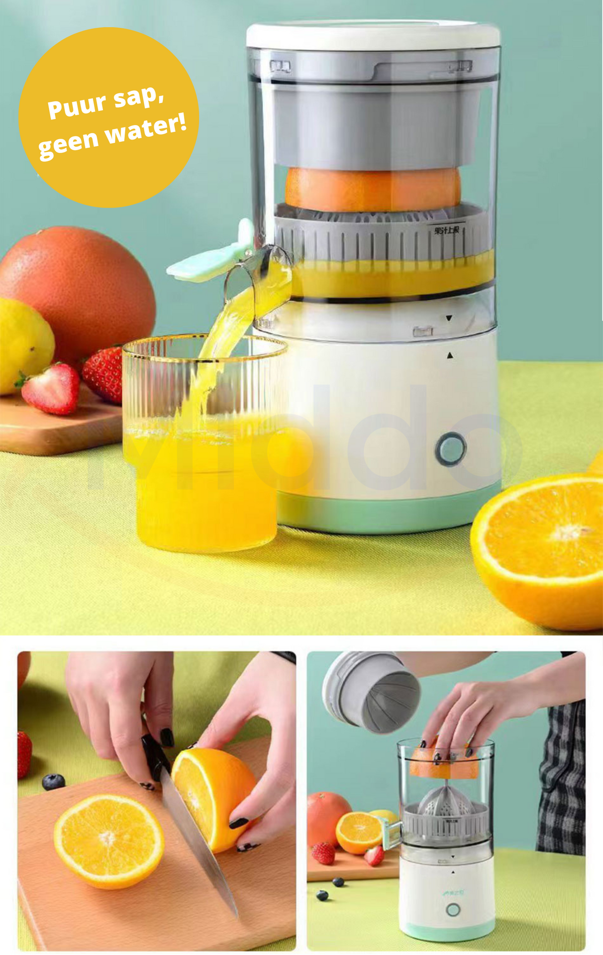 Trådløs elektrisk citruspresser i rustfrit stål – 240 × 113 mm