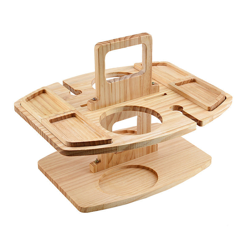 Bærbart picnicbord med plads til flaske, 2 glas og snacks