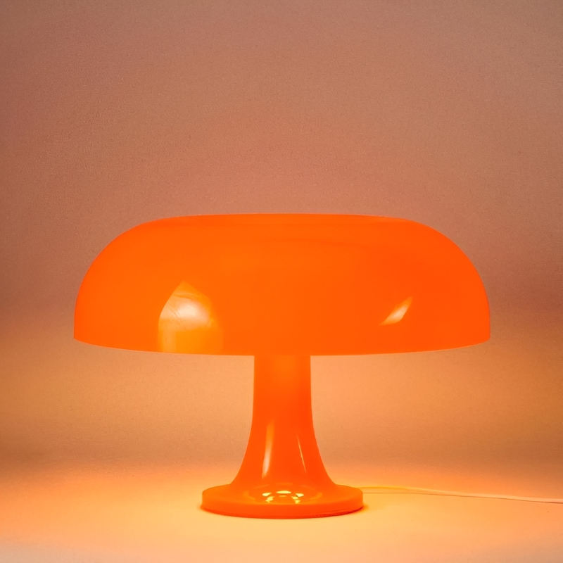Svampeformet bordlampe med 3 lysfarver og dæmpning