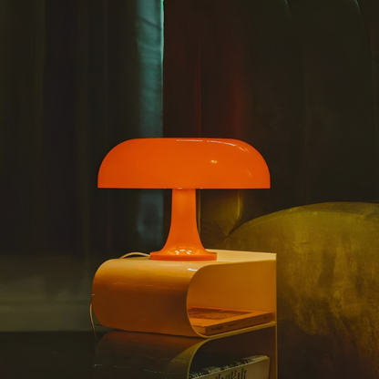 Svampeformet bordlampe med 3 lysfarver og dæmpning