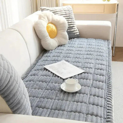 Elastisk sofabetræk i jacquard med flæsekant