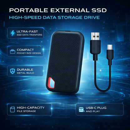 Bærbar ekstern SSD til hurtig datalagring