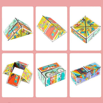 Foldbart pyramidepuslespil med 4 motiver