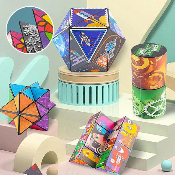 Foldbart pyramidepuslespil med 4 motiver