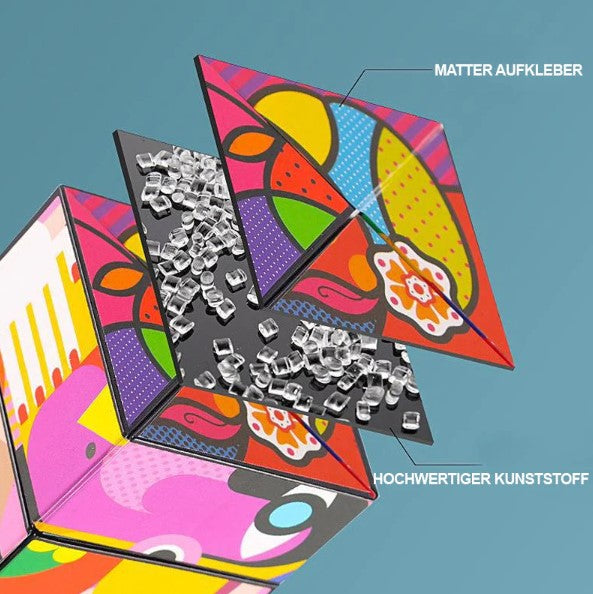Foldbart pyramidepuslespil med 4 motiver