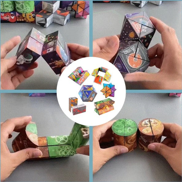 Foldbart pyramidepuslespil med 4 motiver