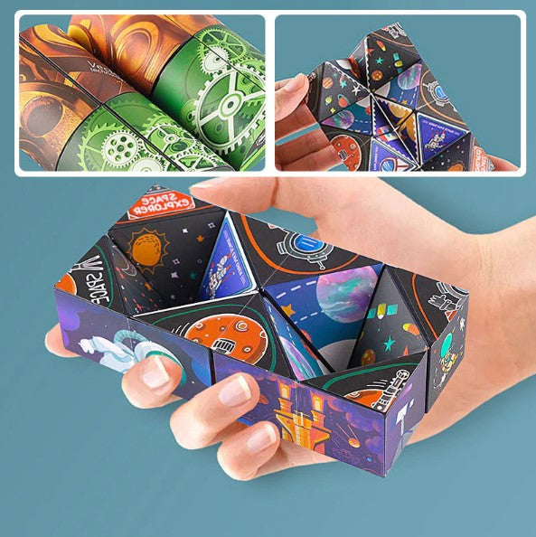 Foldbart pyramidepuslespil med 4 motiver