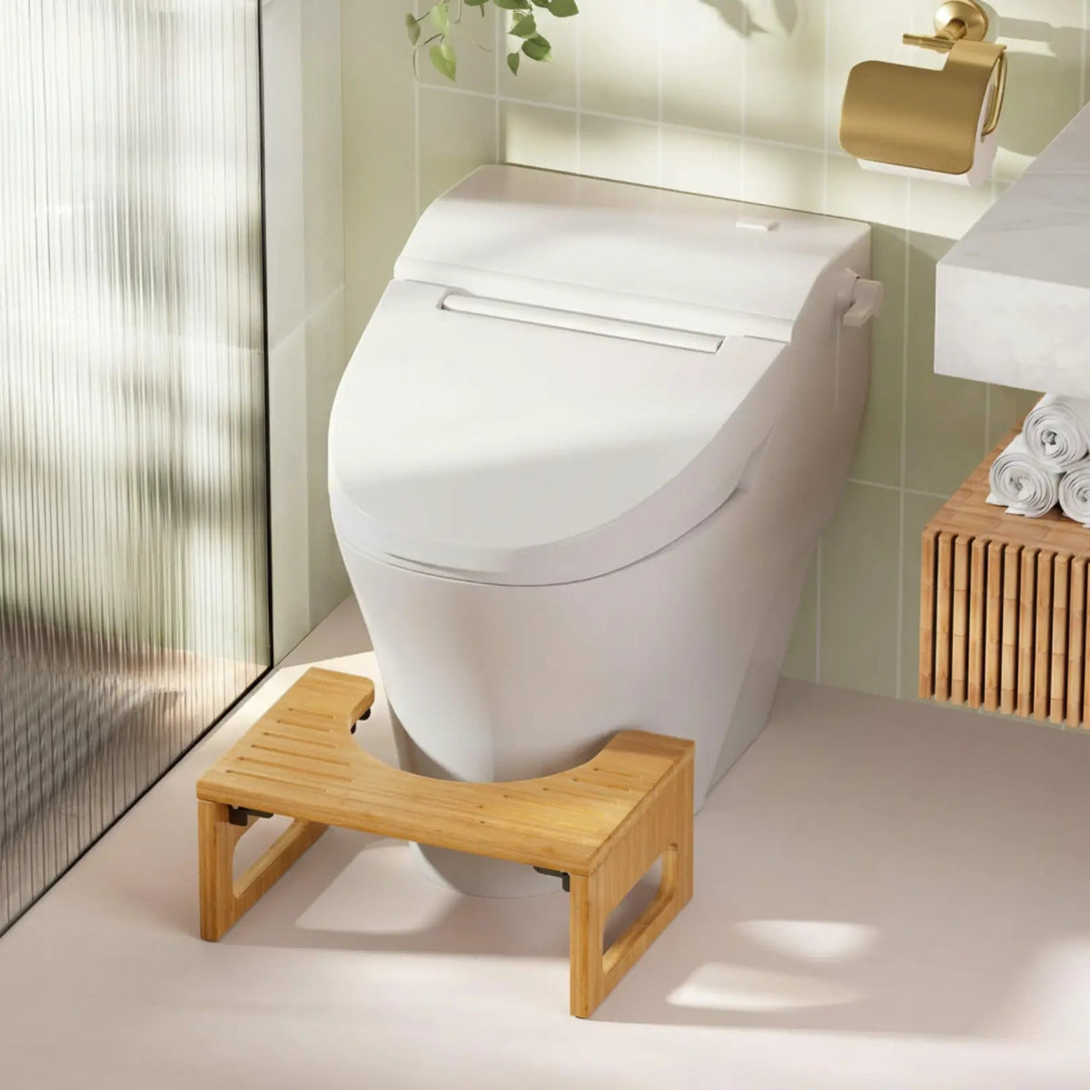 Sammenklappelig toiletskammel i bambus