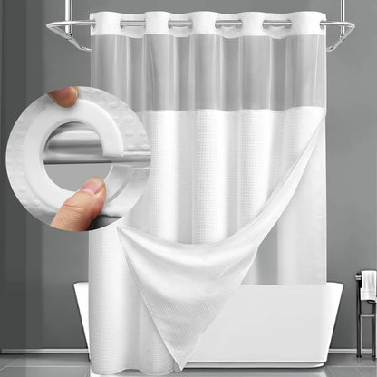 Badeforhæng i polyester med aftageligt inderforhæng