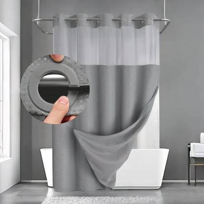 Badeforhæng i polyester med aftageligt inderforhæng