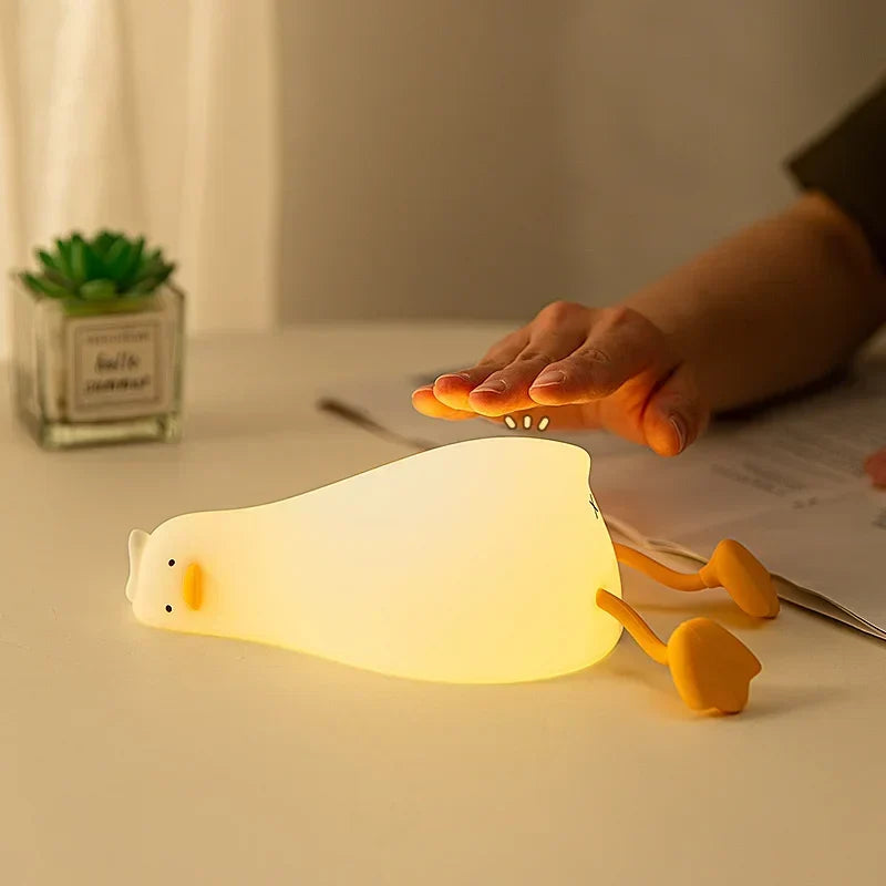 Genopladelig andeformet LED-natlampe i silikone