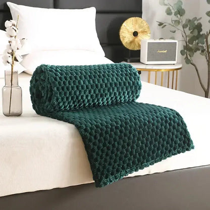 Flannelfleecetæppe med jacquardvævet skymønster – 350 g/m²