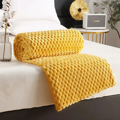 Flannelfleecetæppe med jacquardvævet skymønster – 350 g/m²