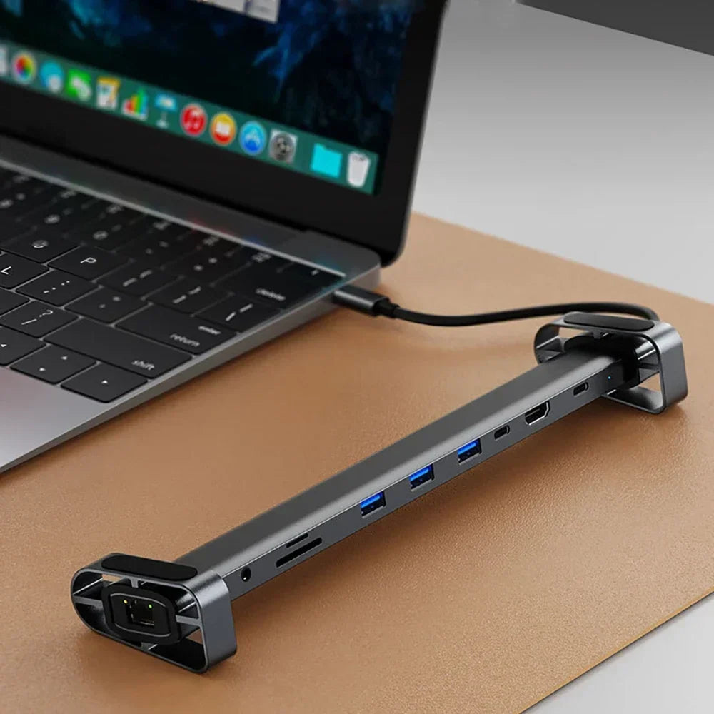 USB-C-hub 10-i-1 med HDMI 4K, Ethernet og 100 W PD