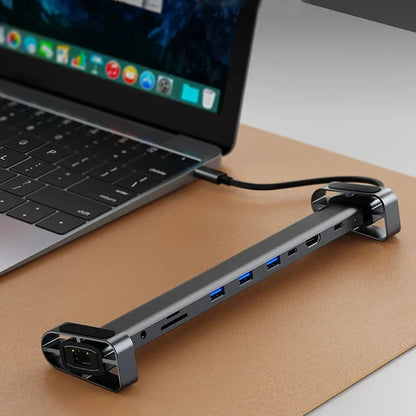 USB-C-hub 10-i-1 med HDMI 4K, Ethernet og 100 W PD