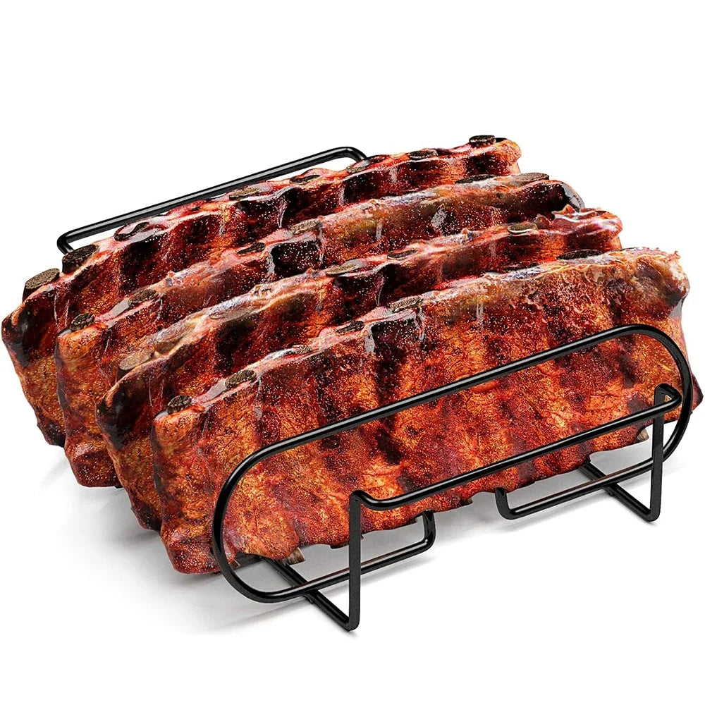 Grillstativ til spareribs med 4 pladser – 31 × 25,5 × 8 cm