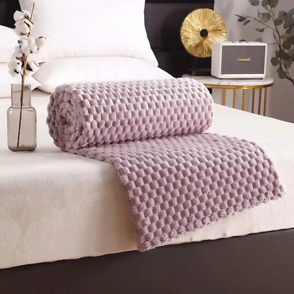 Flannelfleecetæppe med jacquardvævet skymønster – 350 g/m²