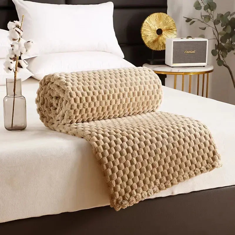 Flannelfleecetæppe med jacquardvævet skymønster – 350 g/m²