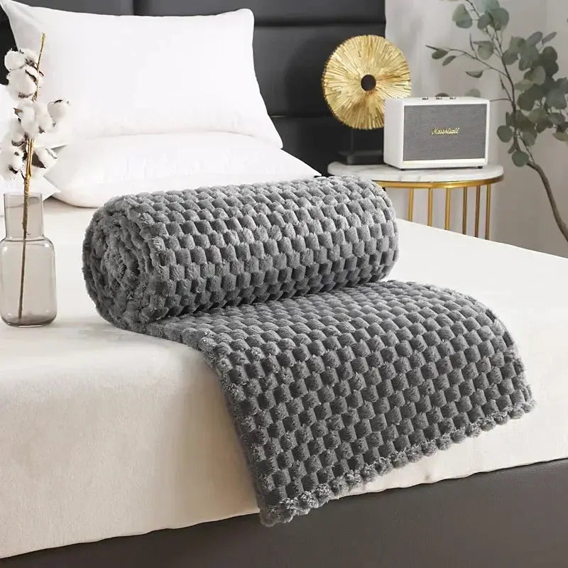 Flannelfleecetæppe med jacquardvævet skymønster – 350 g/m²