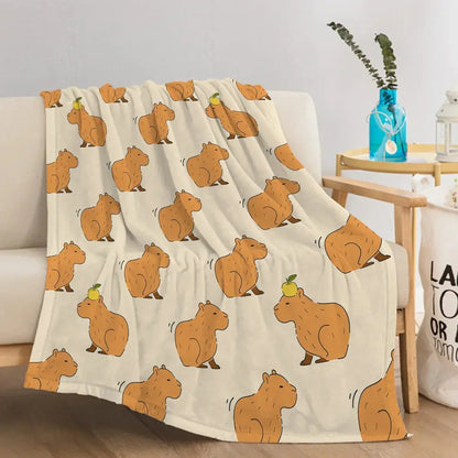 Blødt flanneltæppe med kapivarmotiv