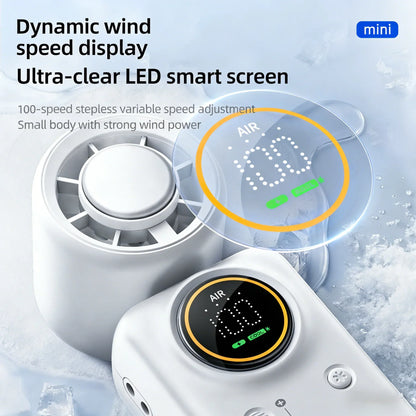 Genopladelig miniventilator med 100 hastigheder og LED-display