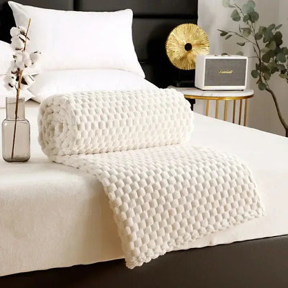Flannelfleecetæppe med jacquardvævet skymønster – 350 g/m²
