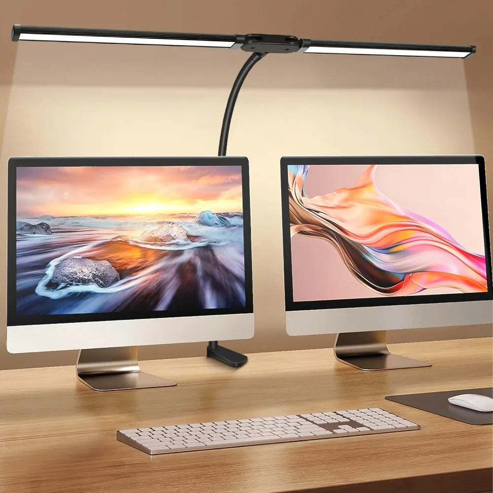 Dobbelt LED-skrivebordslampe med dæmpning og USB