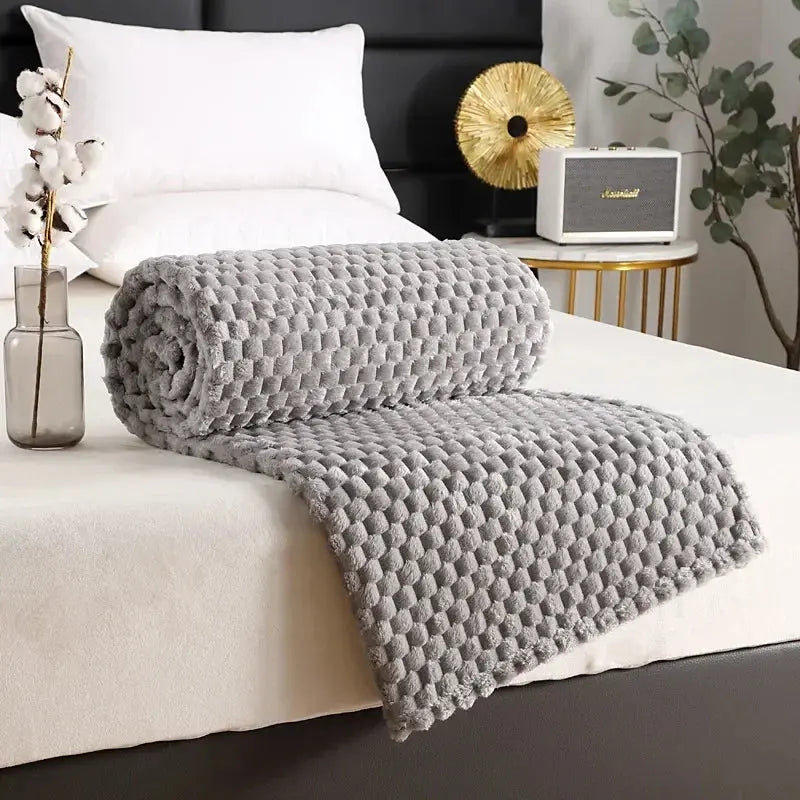 Flannelfleecetæppe med jacquardvævet skymønster – 350 g/m²