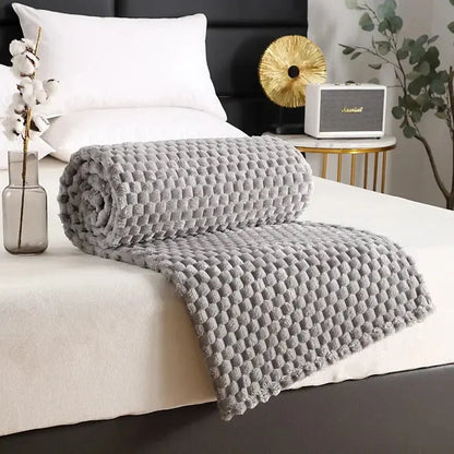 Flannelfleecetæppe med jacquardvævet skymønster – 350 g/m²