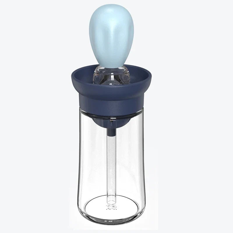 Olieflaske i glas med silikonepensel og sprayfunktion