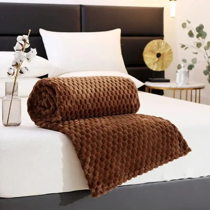 Flannelfleecetæppe med jacquardvævet skymønster – 350 g/m²