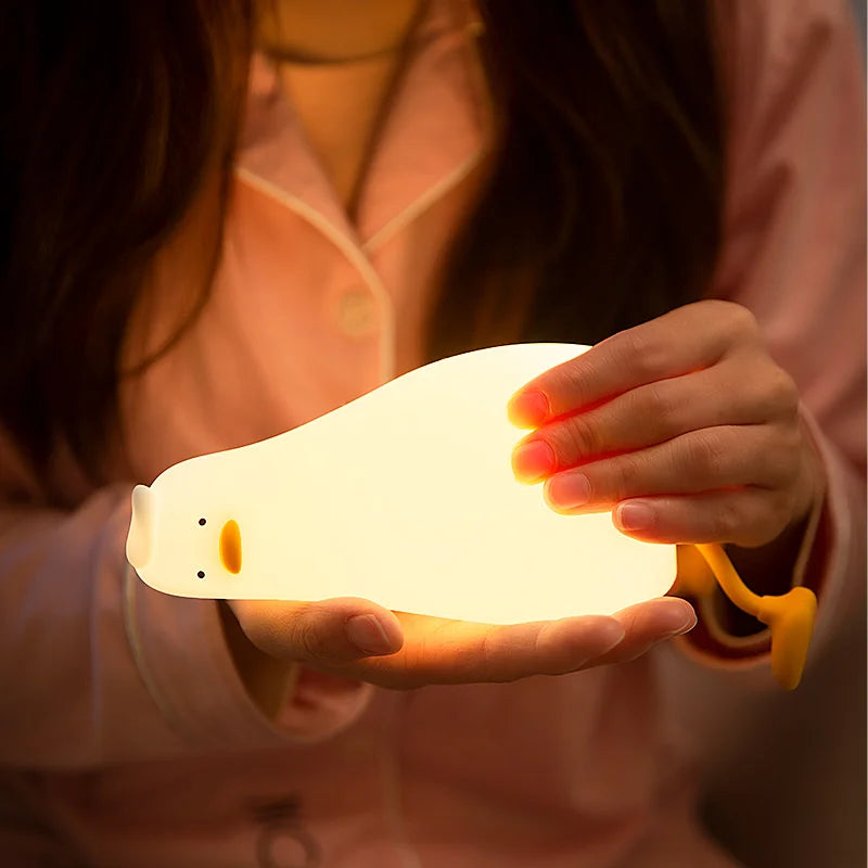 Genopladelig andeformet LED-natlampe i silikone