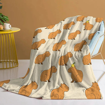 Blødt flanneltæppe med kapivarmotiv