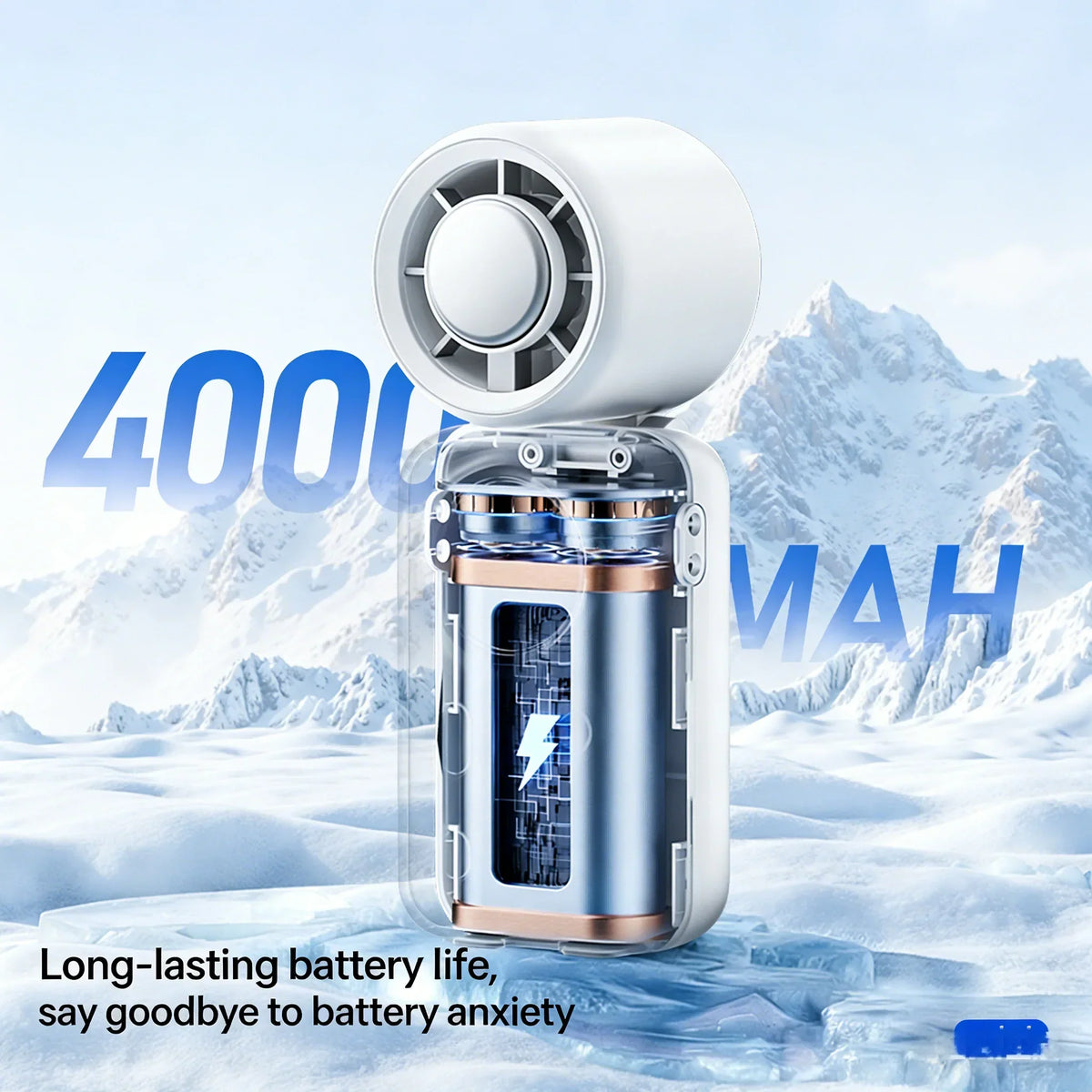 Genopladelig miniventilator med 100 hastigheder og LED-display