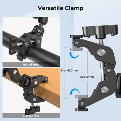 Justerbar kameraarm i aluminium med bordklemme