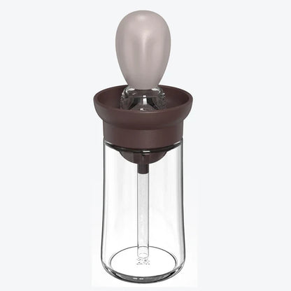 Olieflaske i glas med silikonepensel og sprayfunktion