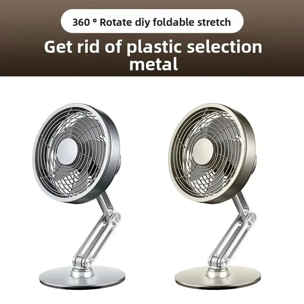Genopladelig miniventilator i aluminium med 3 hastigheder