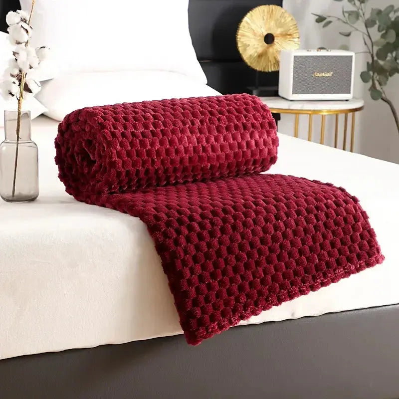 Flannelfleecetæppe med jacquardvævet skymønster – 350 g/m²