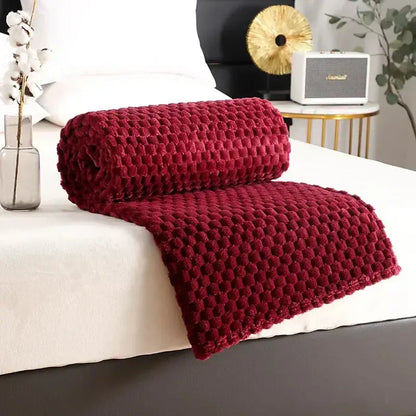 Flannelfleecetæppe med jacquardvævet skymønster – 350 g/m²