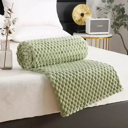 Flannelfleecetæppe med jacquardvævet skymønster – 350 g/m²