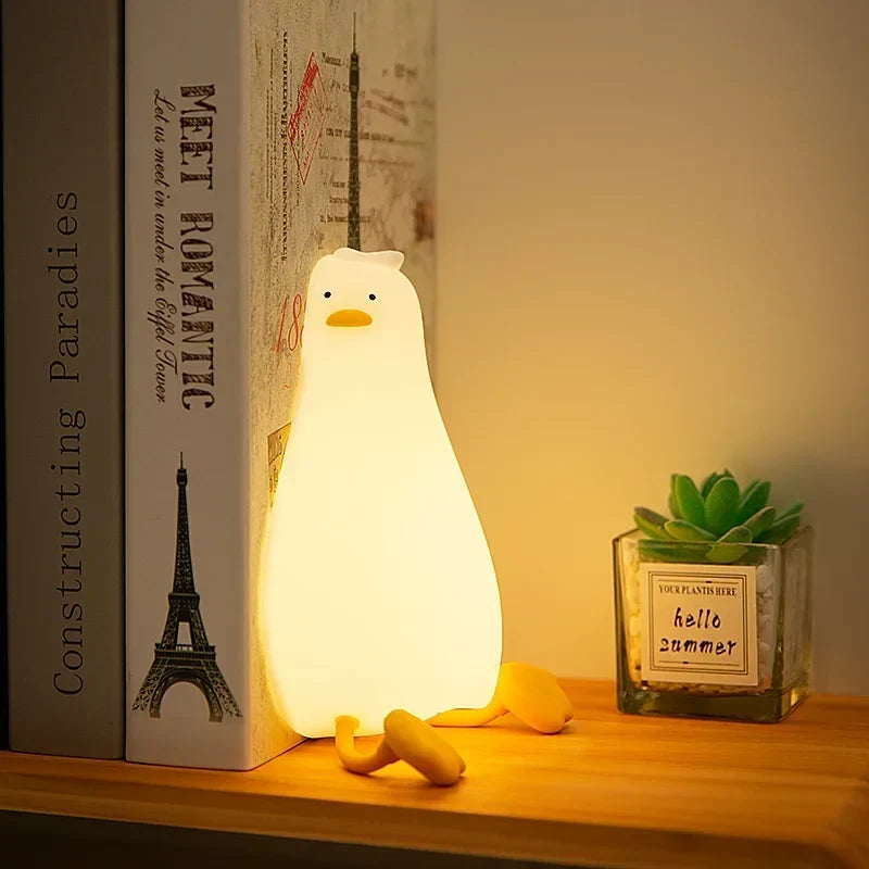 Genopladelig andeformet LED-natlampe i silikone
