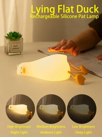 Genopladelig andeformet LED-natlampe i silikone