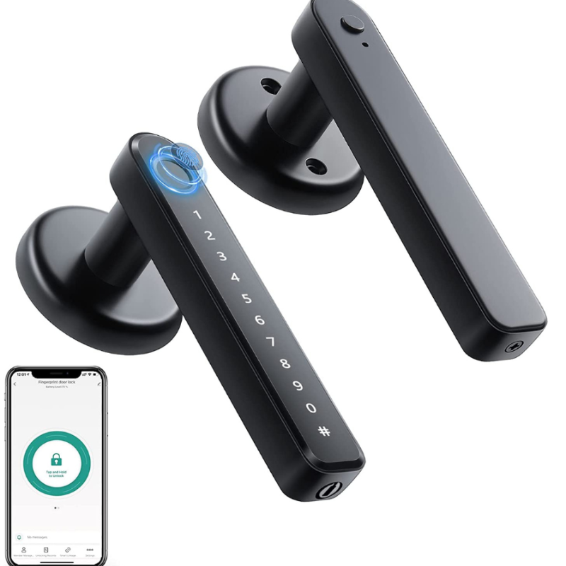 Smart dørgreb med fingeraftryk, kode og app