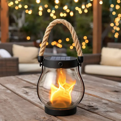 Solcellelanterne til haven med LED-flammeeffekt