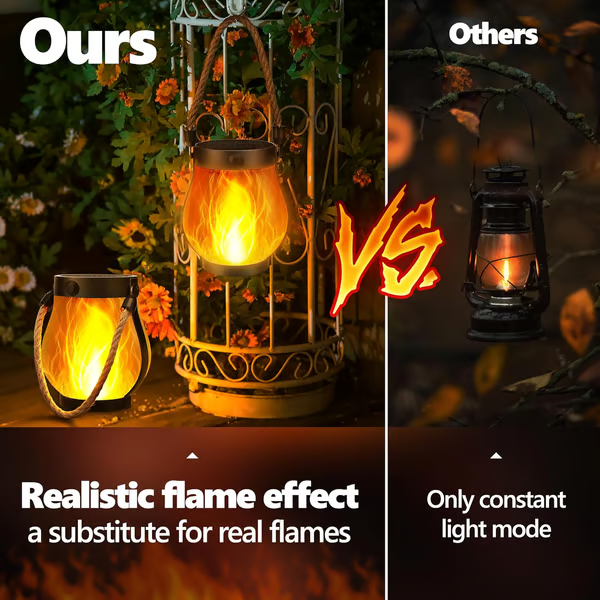 Solcellelanterne til haven med LED-flammeeffekt