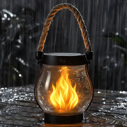 Solcellelanterne til haven med LED-flammeeffekt
