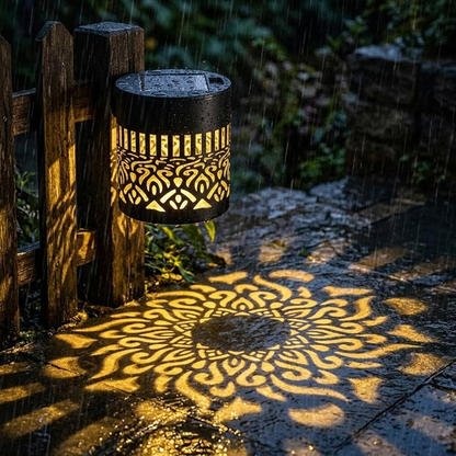 Solcellevæglampe med mandala-lysmønster